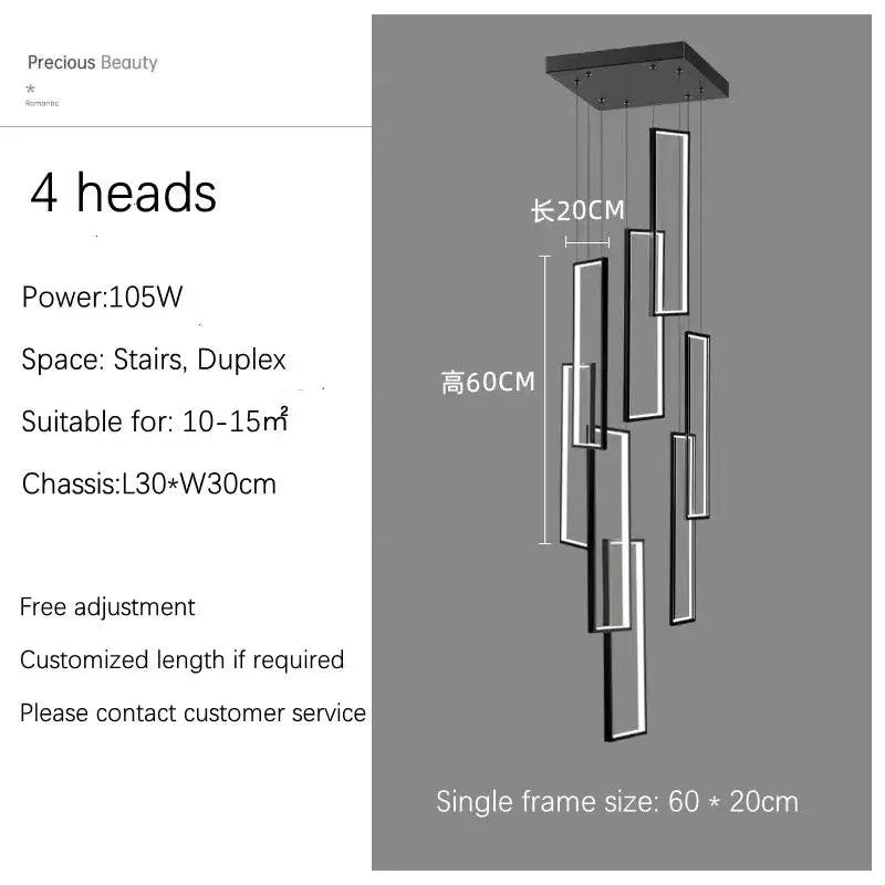 Black Gold Rectangle Chandelier