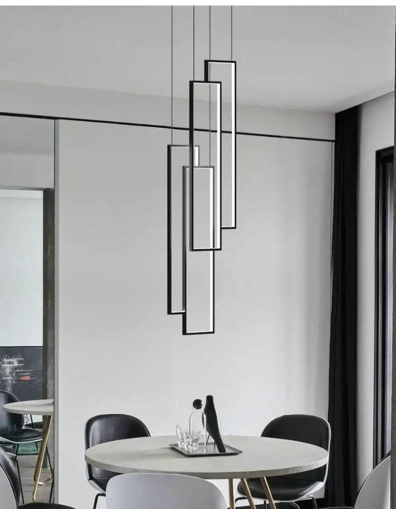 Black Gold Rectangle Chandelier