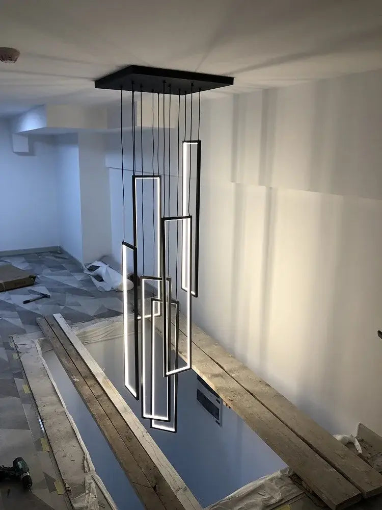 Black Gold Rectangle Chandelier