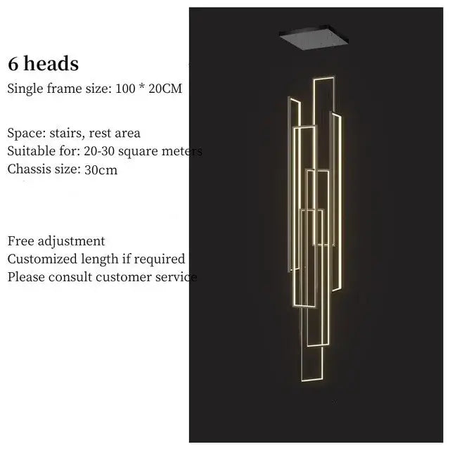 Black Gold Rectangle Chandelier