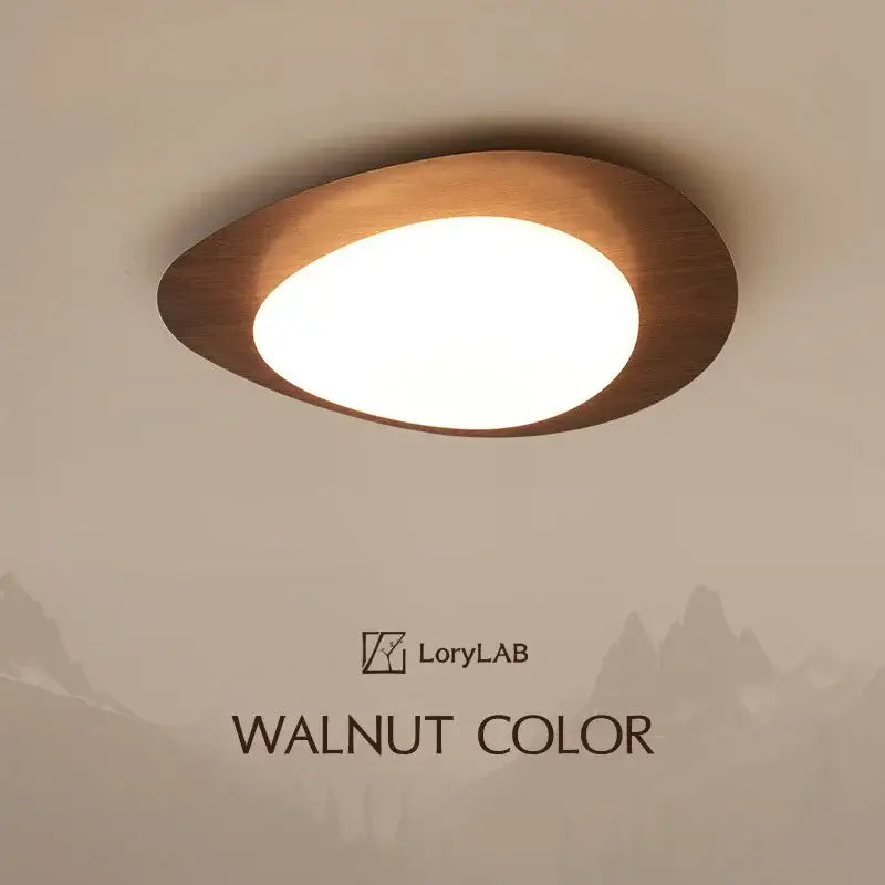 Walnut Oval Acrylic Ceiling Light