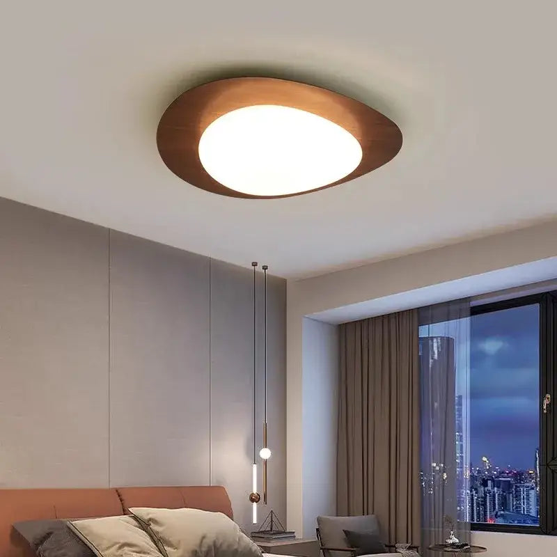 Walnut Oval Acrylic Ceiling Light