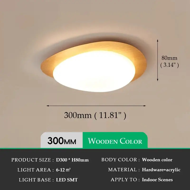 Walnut Oval Acrylic Ceiling Light