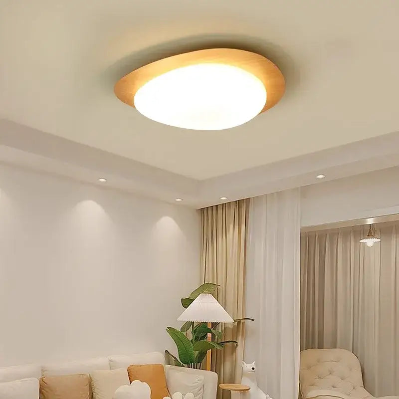 Walnut Oval Acrylic Ceiling Light