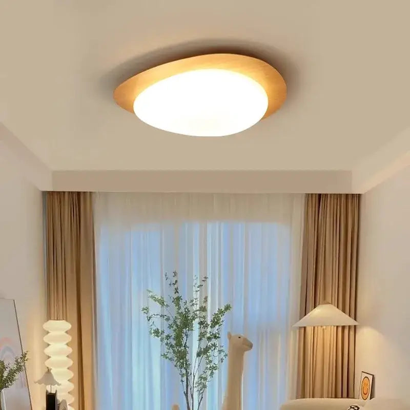 Walnut Oval Acrylic Ceiling Light