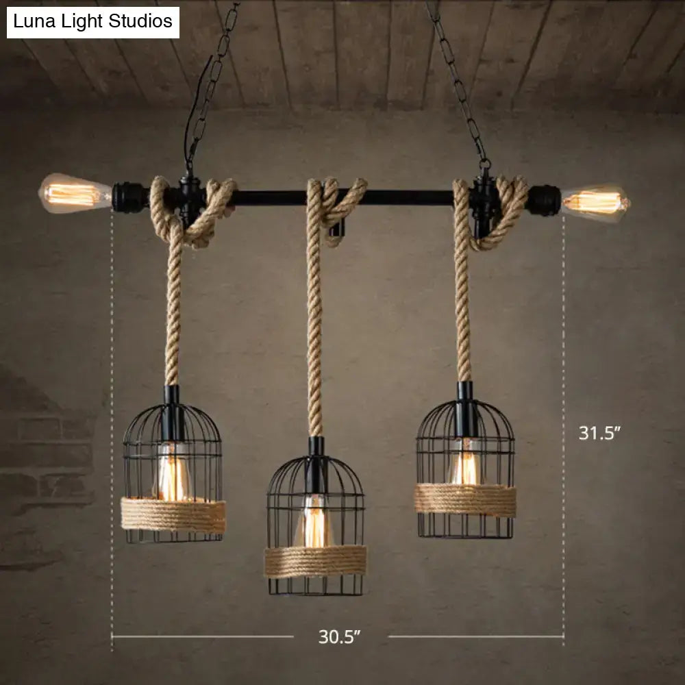 Black Rope Lantern Pendant