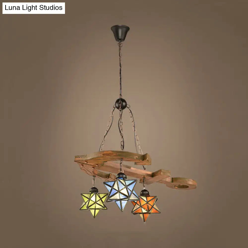 Multicolor Star Glass Chandelier