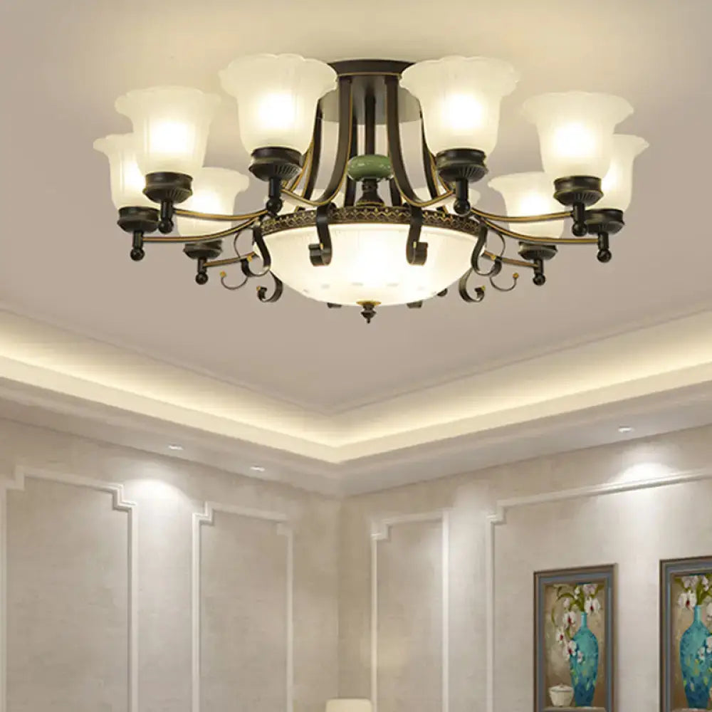 Gold Glass Flower Ceiling Light