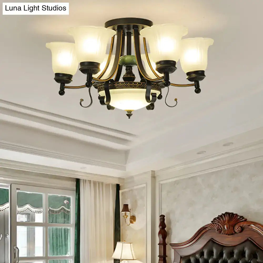 Gold Glass Flower Ceiling Light