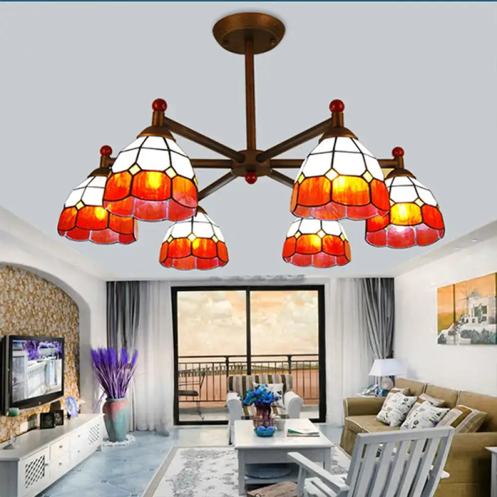 Amber Stained Glass Chandelier