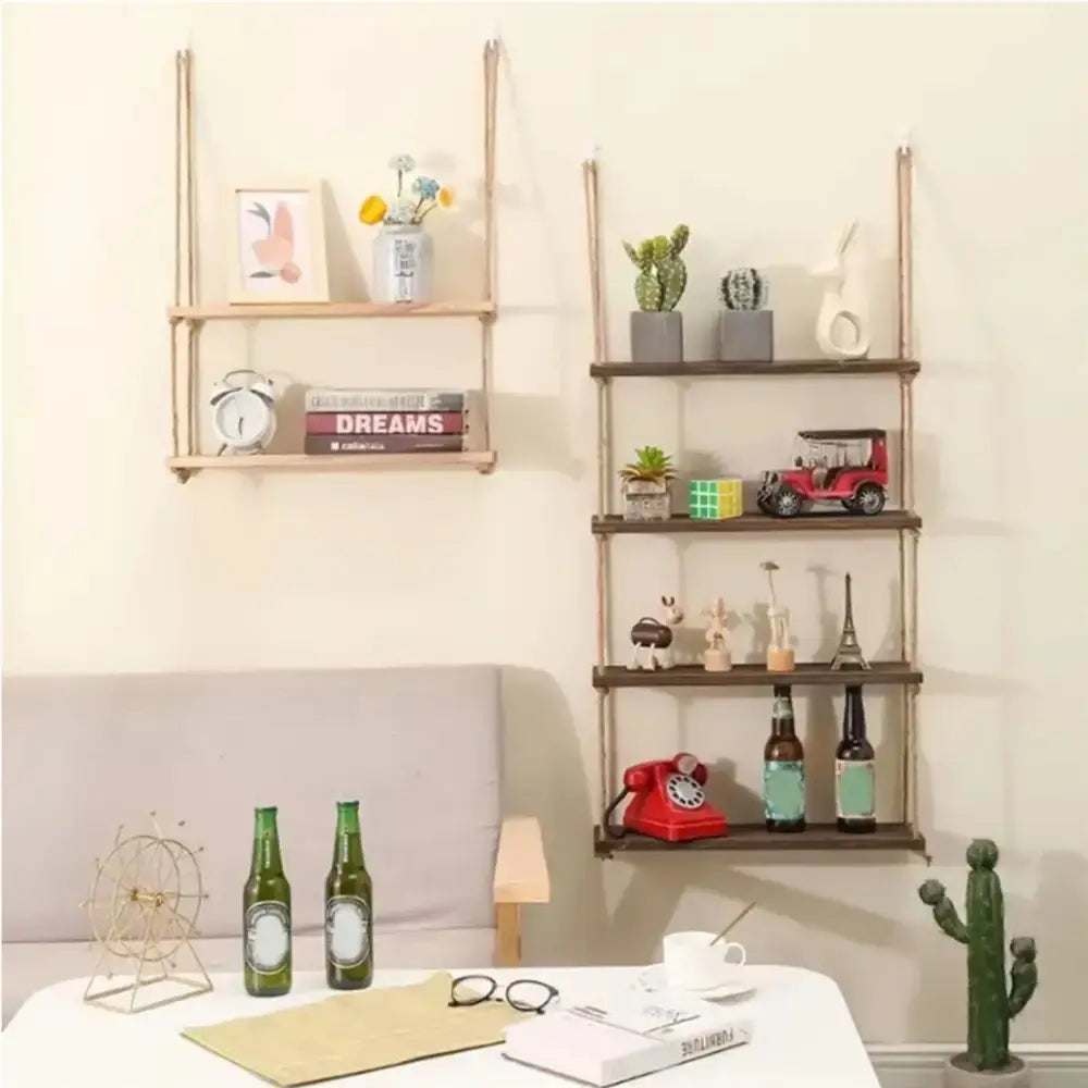 Wood Rope Floating Shelves