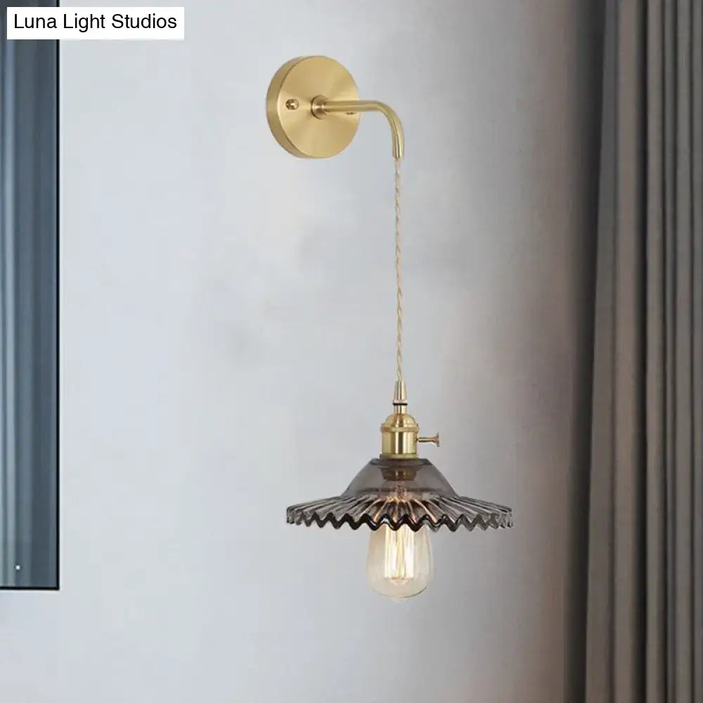 Smoked Glass Brass Sconce