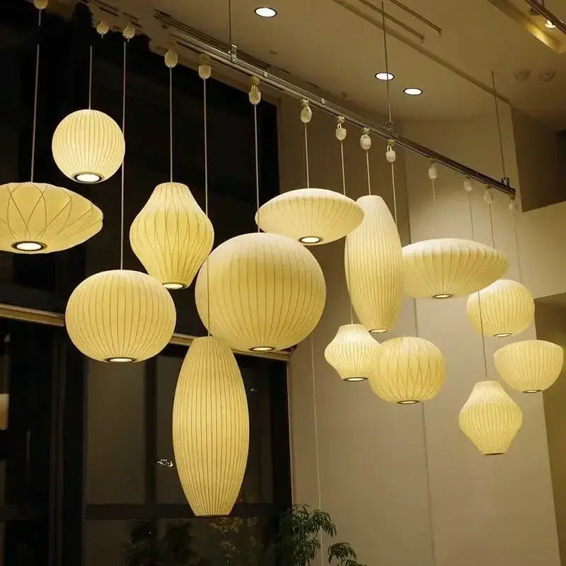 White Geometric LED Pendant