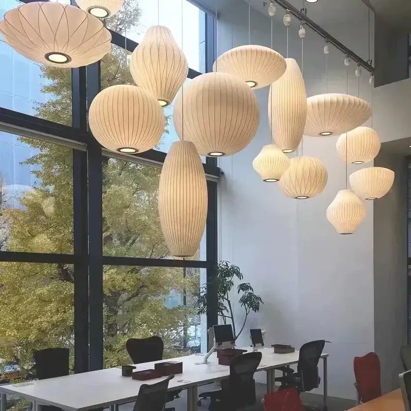 White Geometric LED Pendant