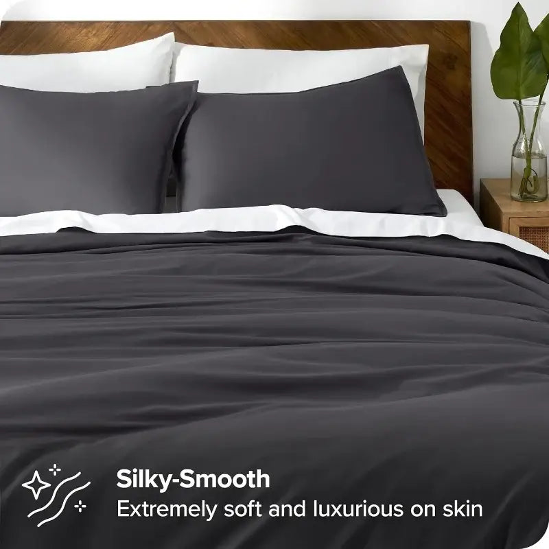 Blue Satin Duvet Cover Set
