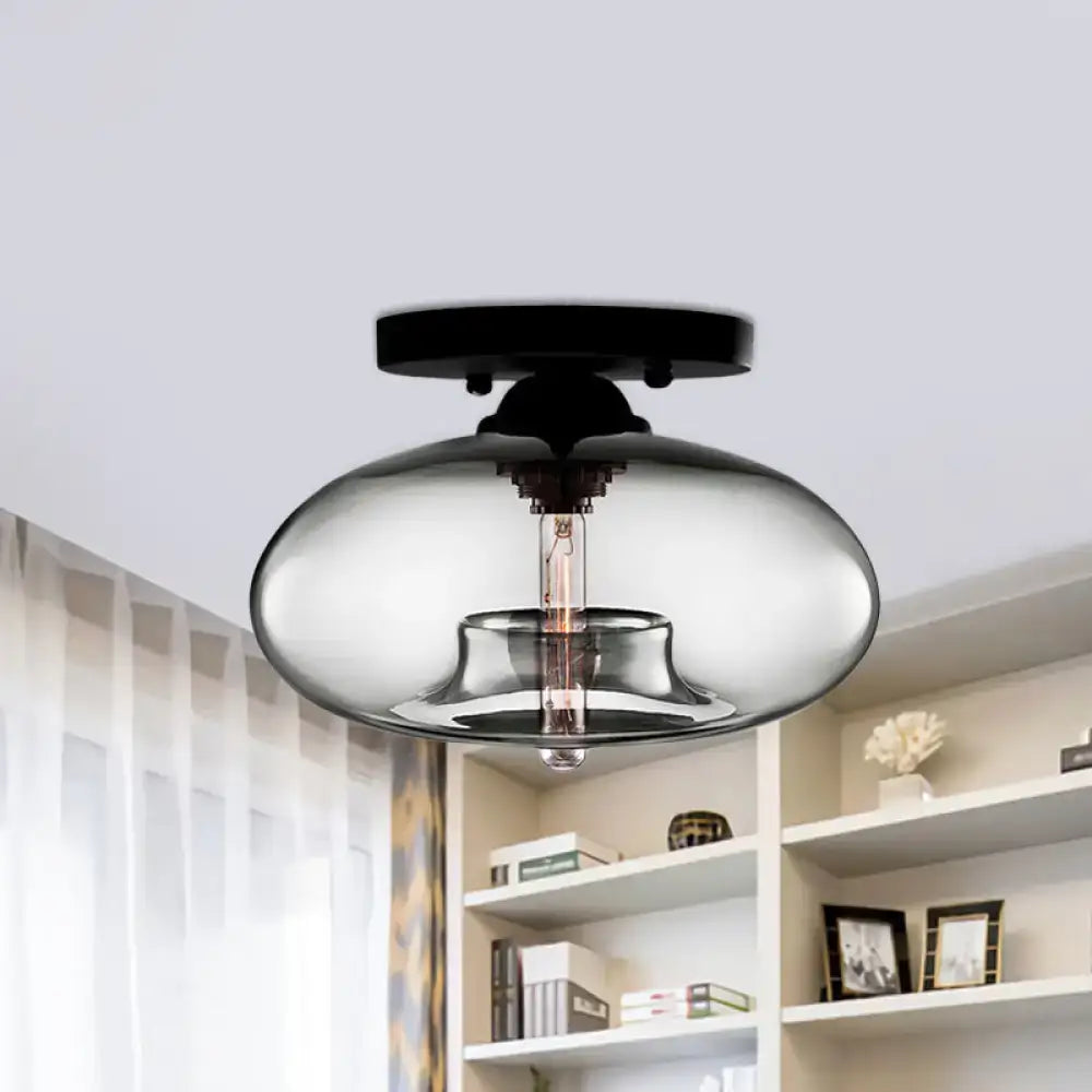 Glass Oval Flush Mount