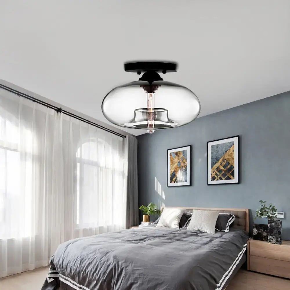Glass Oval Flush Mount