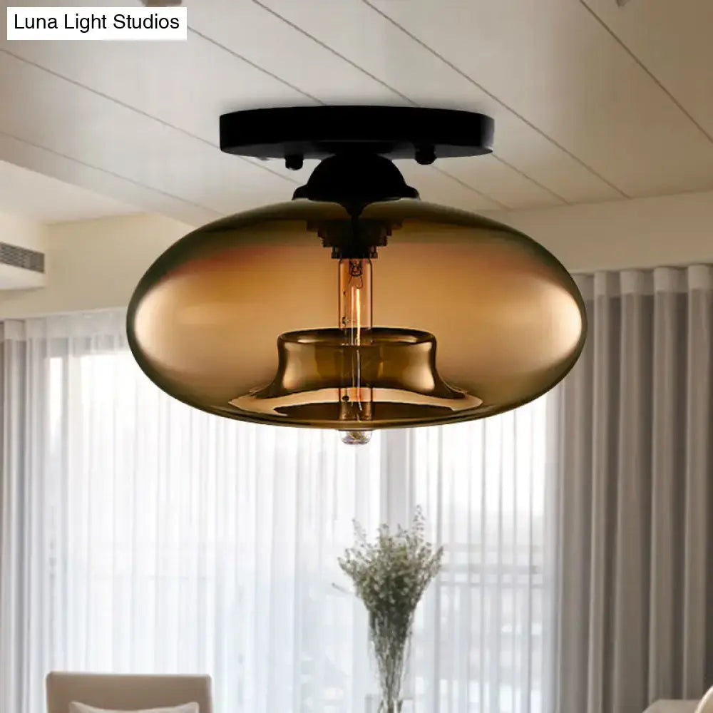 Glass Oval Flush Mount