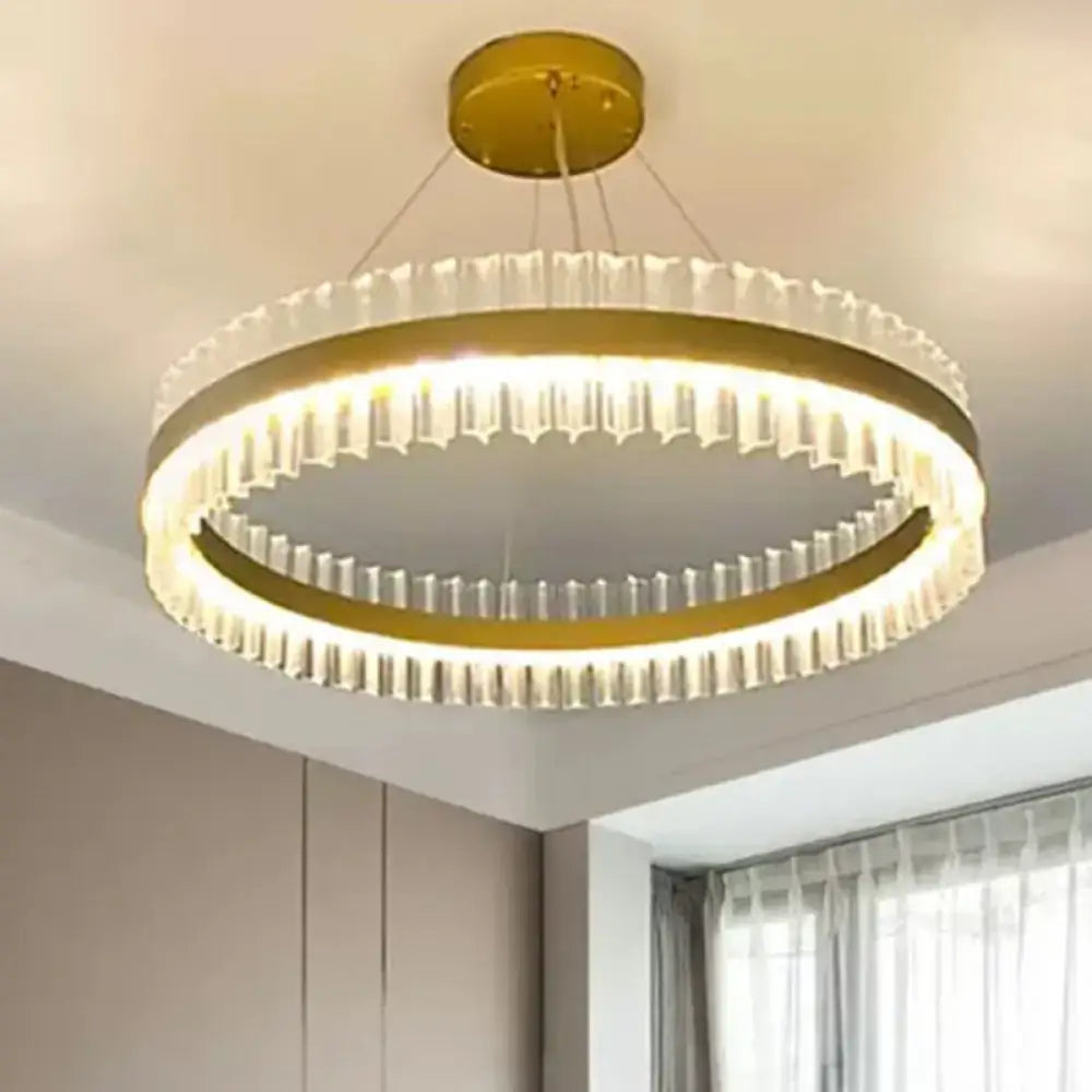 Gold Tri-Prism Crystal Pendant Light
