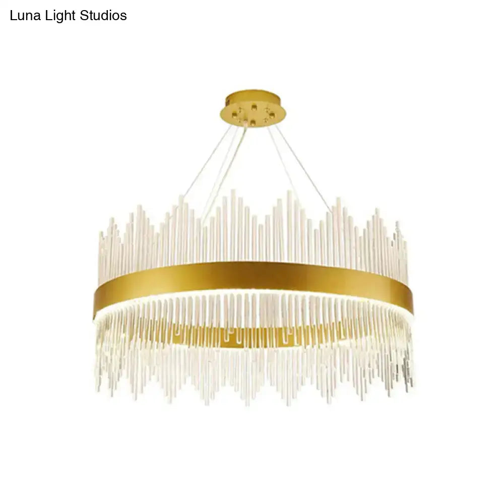 Gold Tri-Prism Crystal Pendant Light