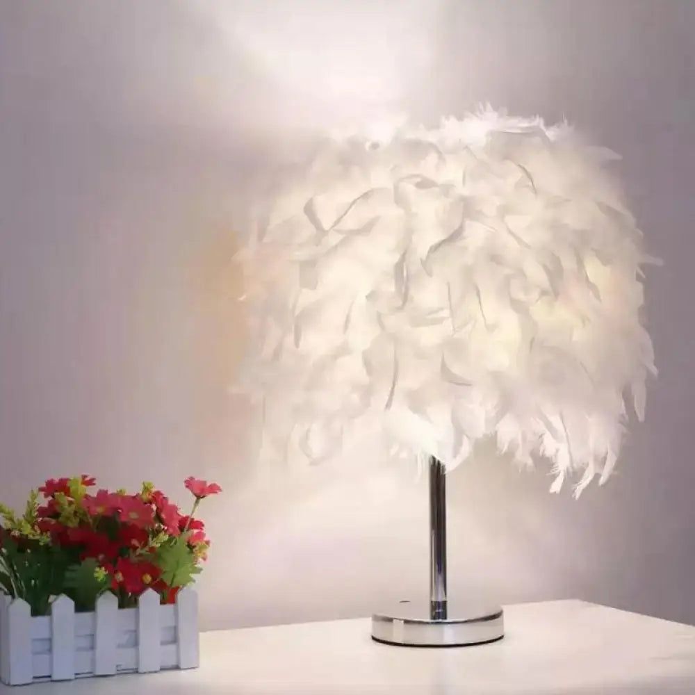 Chrome Feather Table Lamp
