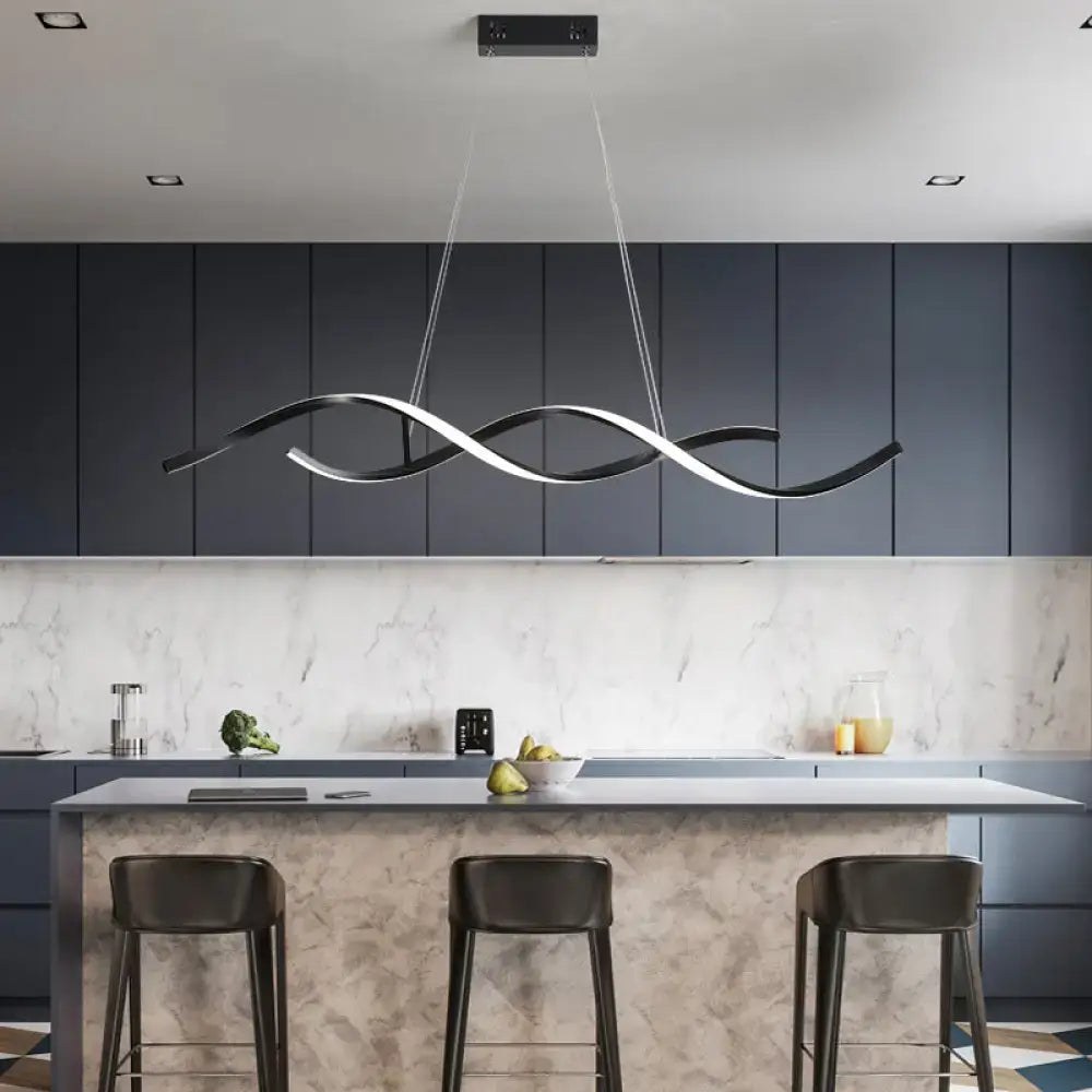 Black Wave Aluminum LED Pendant Light