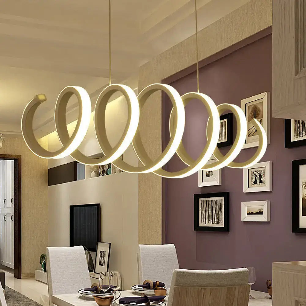 White Spiral LED Pendant