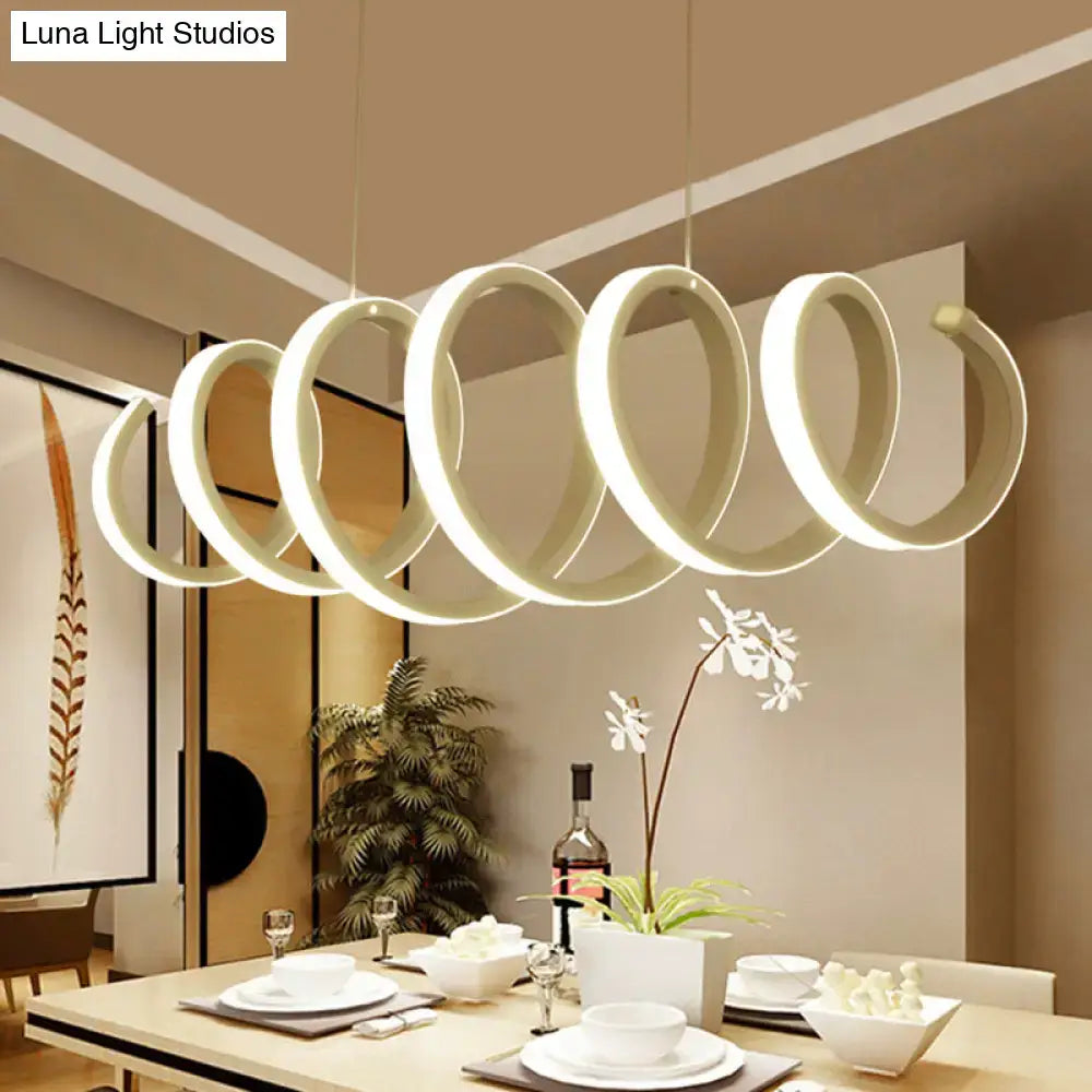 White Spiral LED Pendant