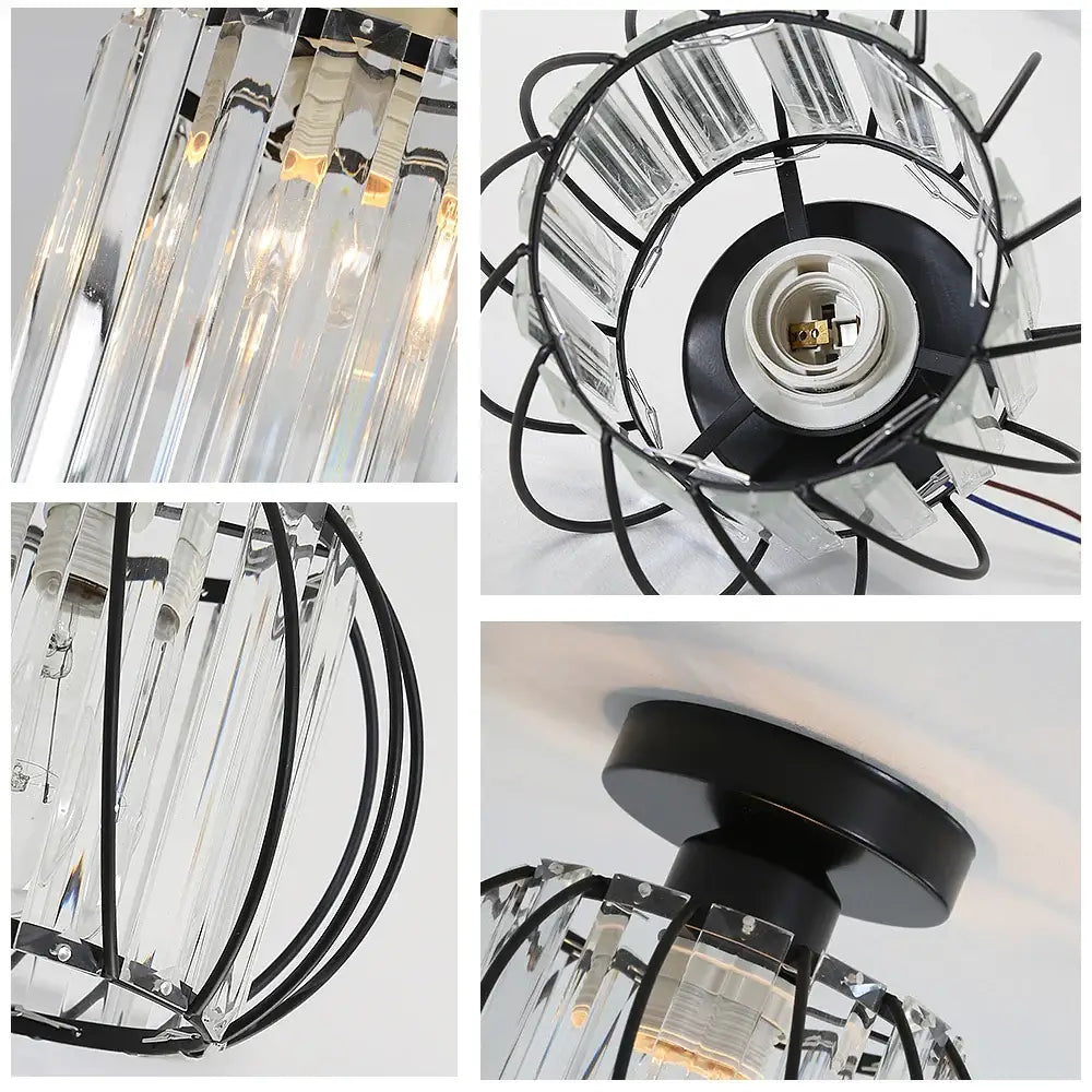 Bronze Crystal Cage Light