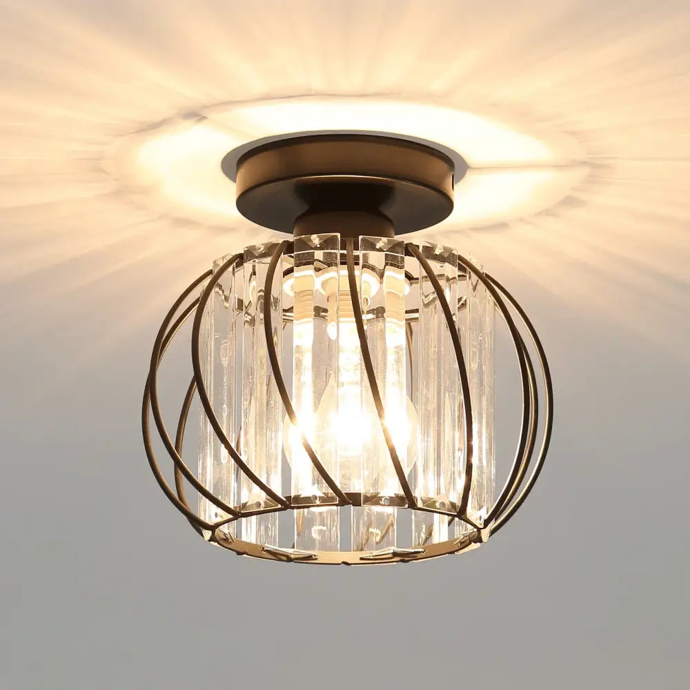 Bronze Crystal Cage Light