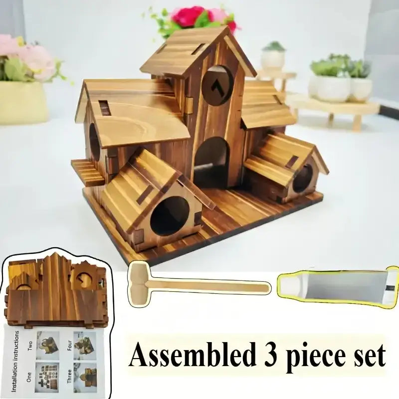 Wood Bird House Garden Decor