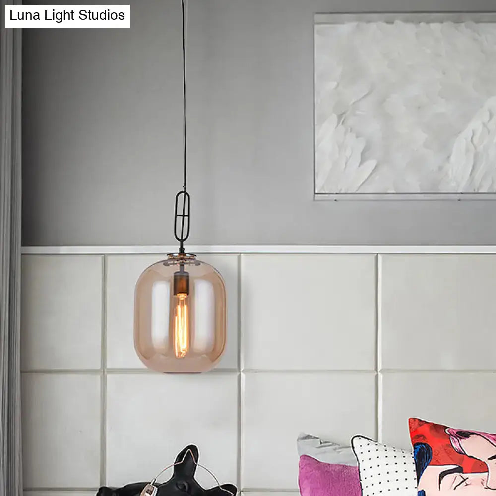 Gray Cognac Glass Pendant Lamp