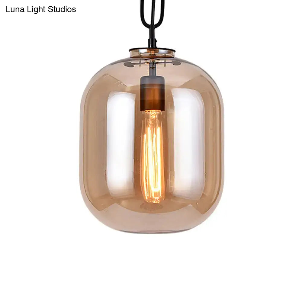 Gray Cognac Glass Pendant Lamp