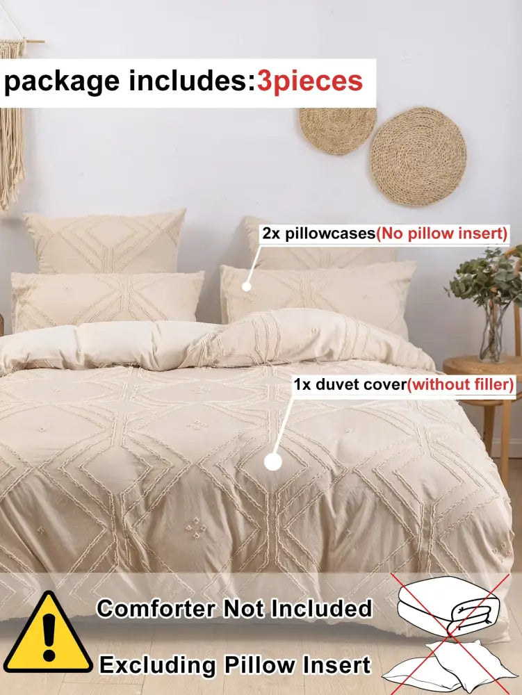Beige Quilted Duvet Set