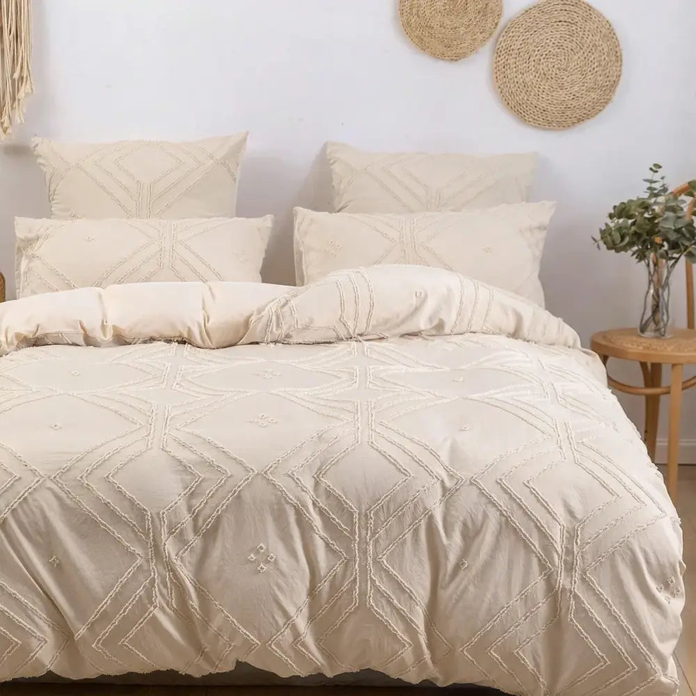 Beige Quilted Duvet Set