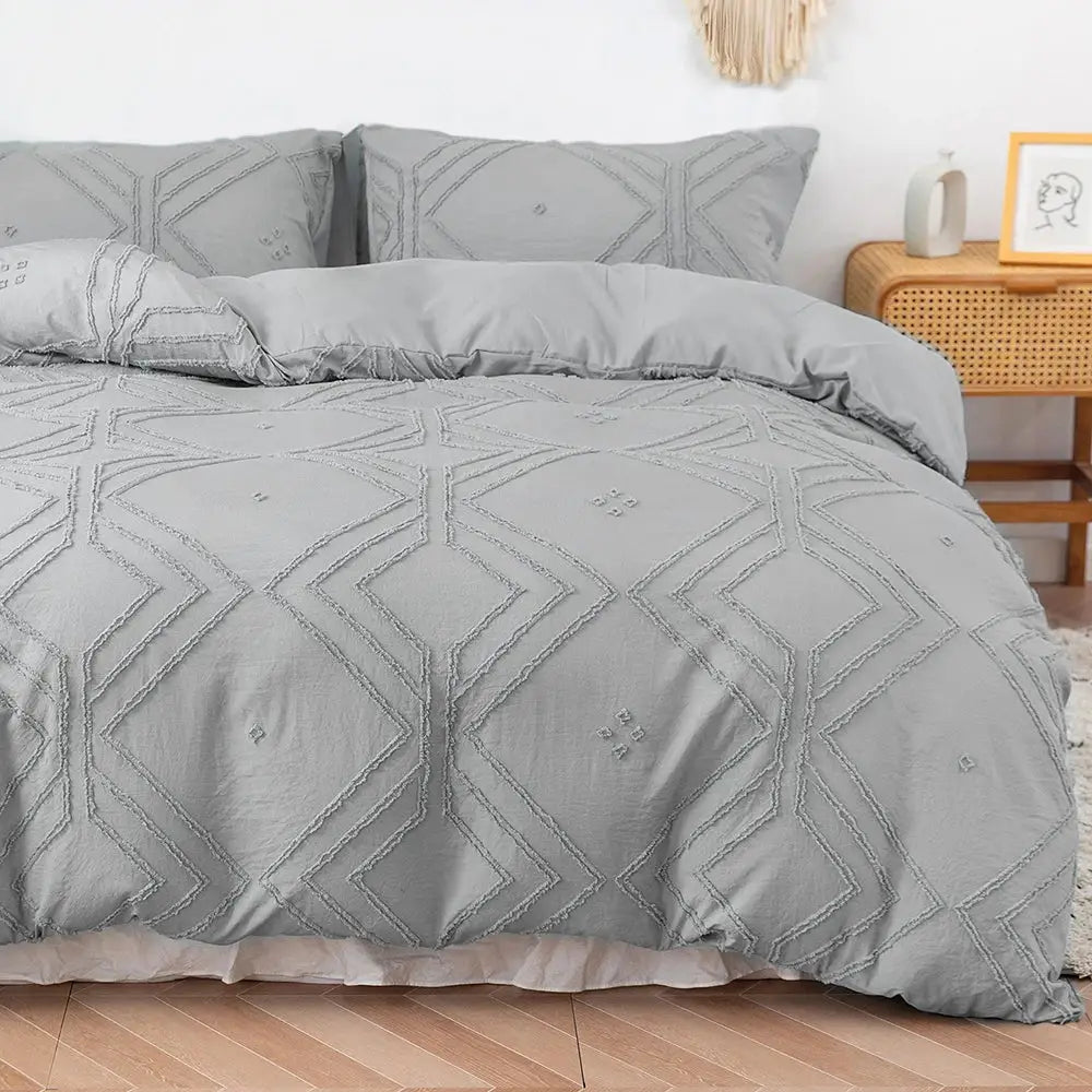 Beige Quilted Duvet Set