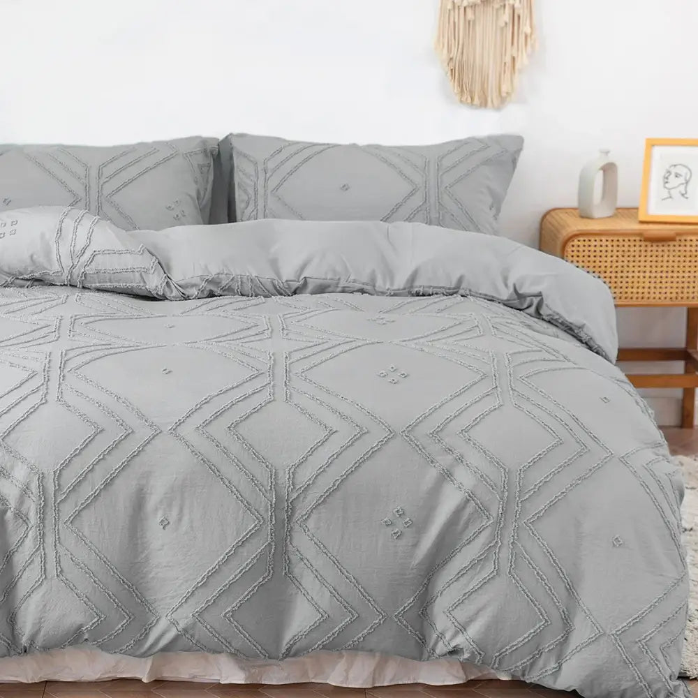 Beige Quilted Duvet Set