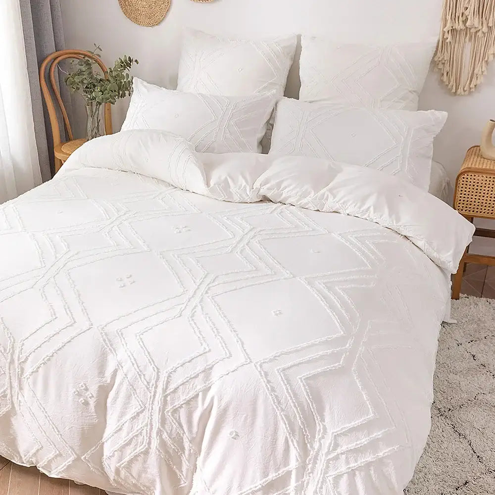 Beige Quilted Duvet Set