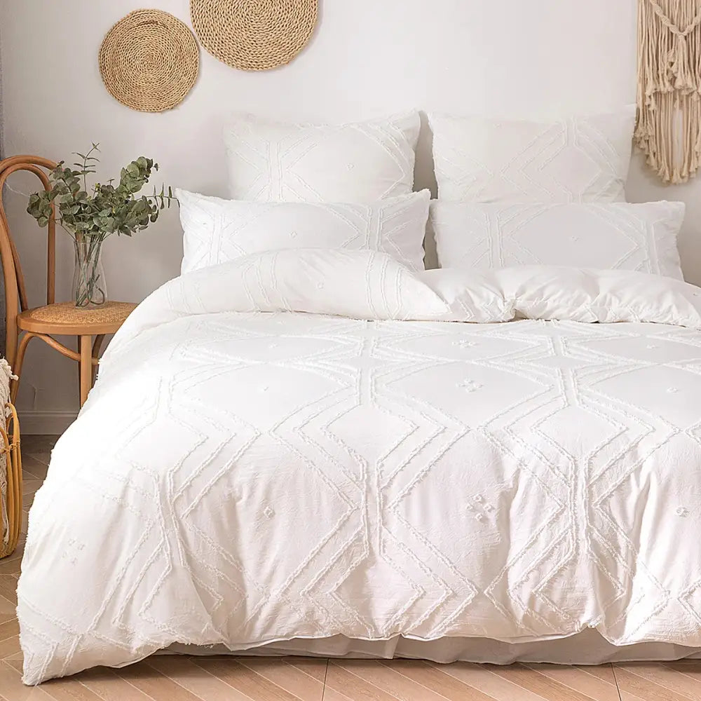 Beige Frayed Duvet Set