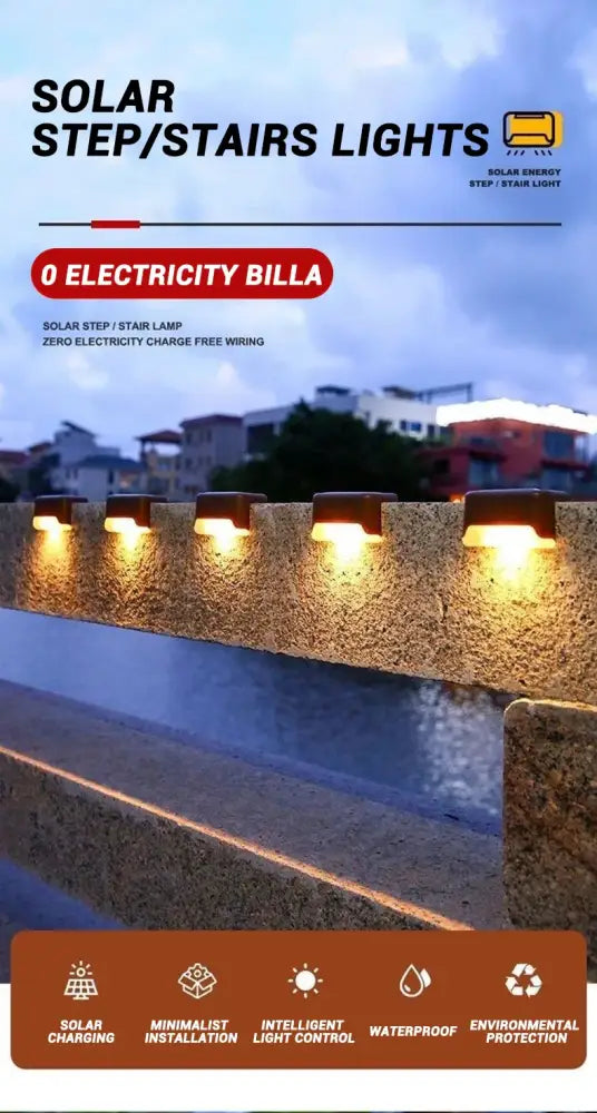 Black Solar LED Stair Lights