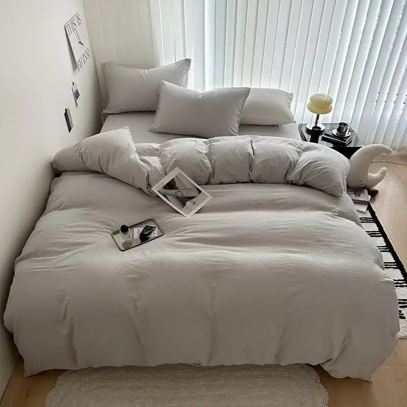 Gray Quilted Cotton Duvet