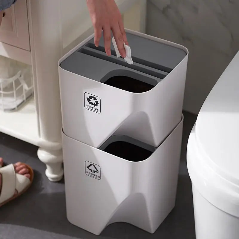 White Gray Stackable Bin