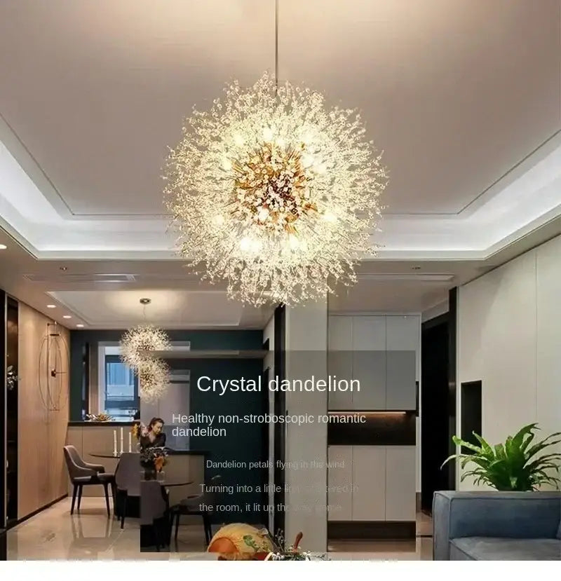 Gold Dandelion Crystal Pendant