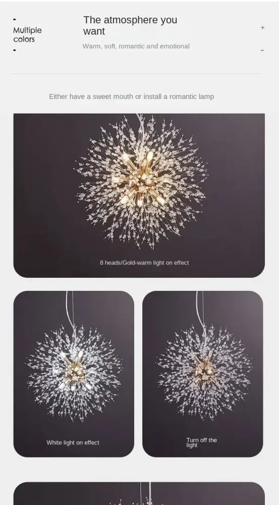 Gold Dandelion Crystal Pendant