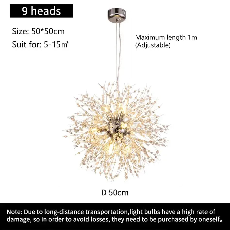 Gold Dandelion Crystal Pendant