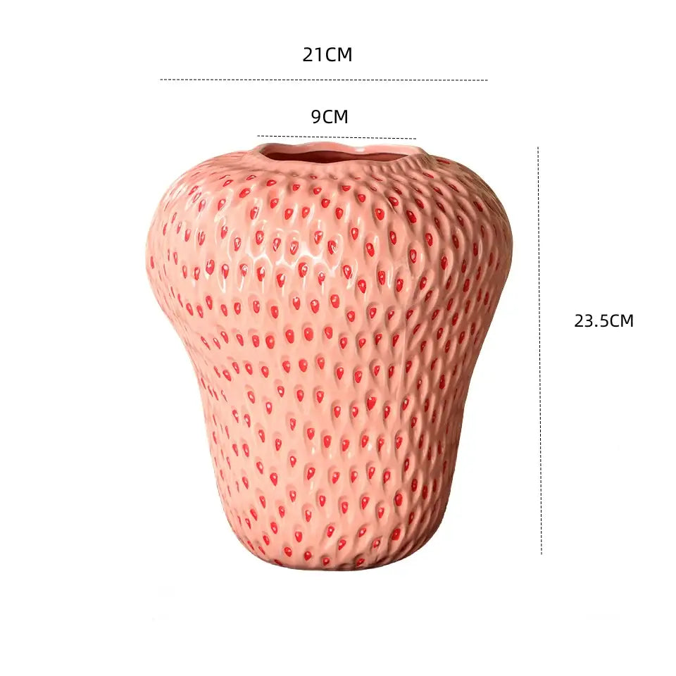 Red Strawberry Ceramic Vase