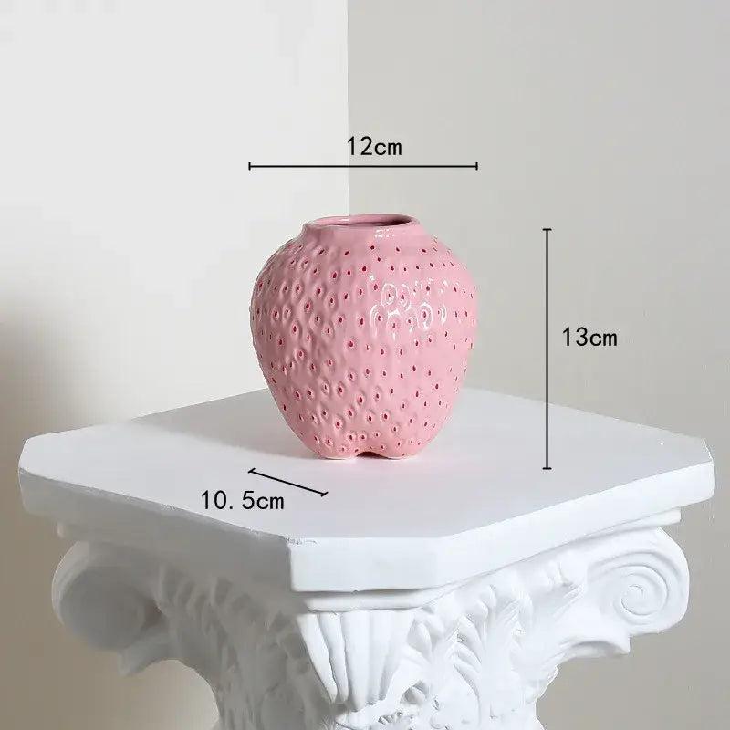 Red Strawberry Ceramic Vase