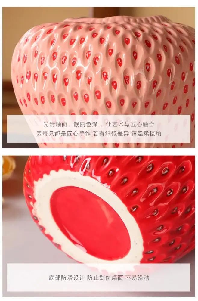 Red Strawberry Ceramic Vase