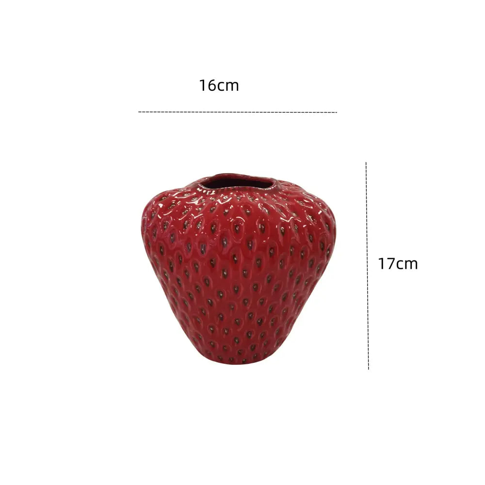Red Strawberry Ceramic Vase
