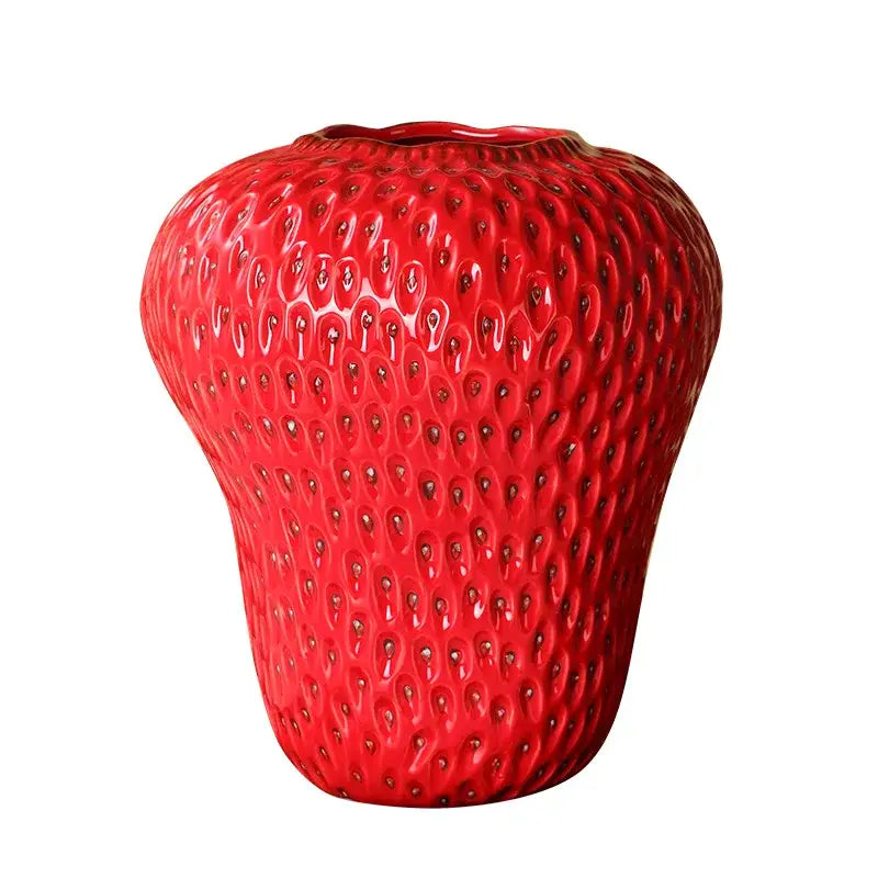 Red Strawberry Ceramic Vase